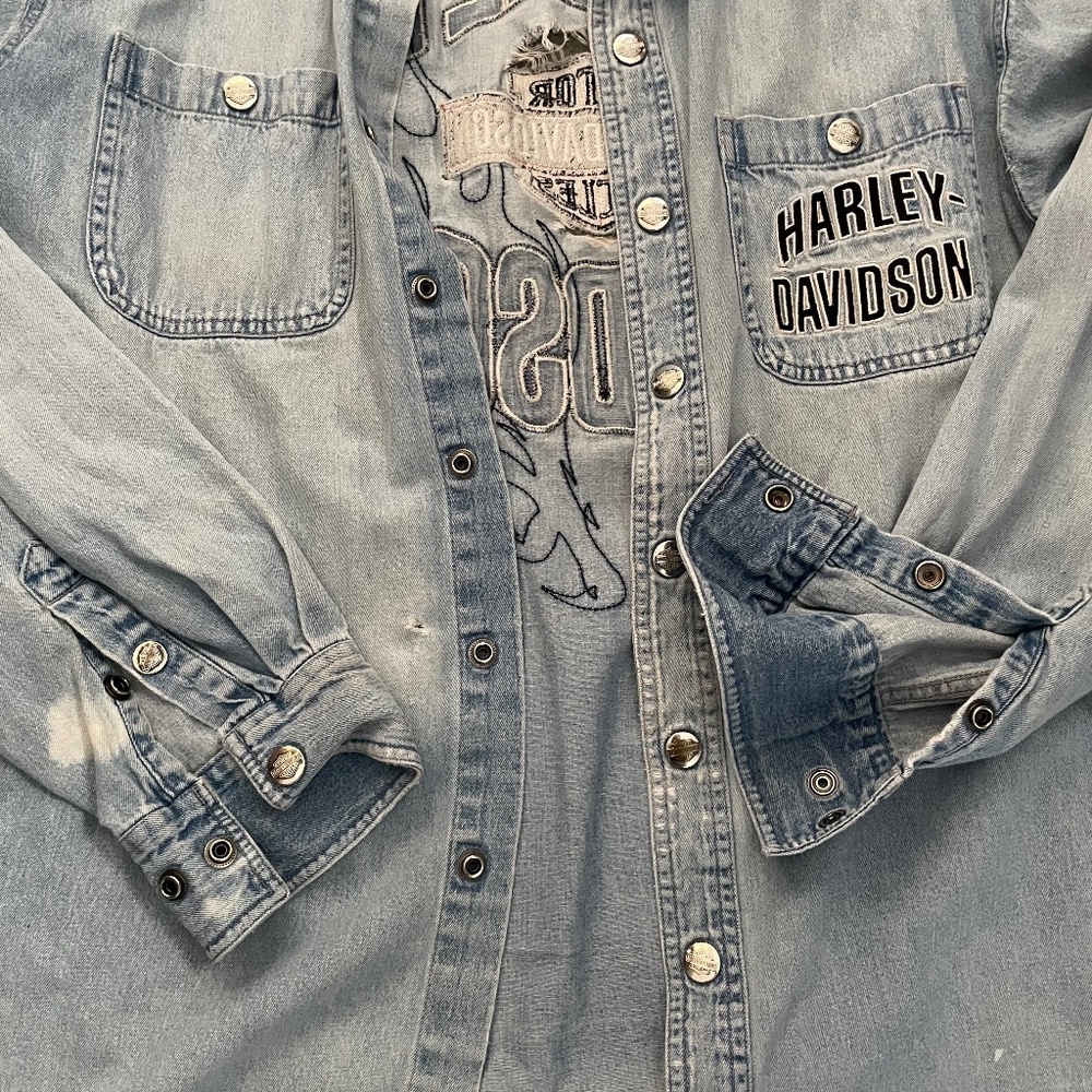 Vintage Harley Davidson Denim Button Up
